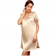 Yaoting silk pajamas ladies summer V-neck short-sleeved nightdress loose and comfortable home service