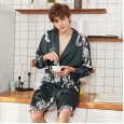 Yao Ting long-sleeved silk nightgown male spring and summer bathrobe silk men's long pajamas nightgown home service WP1077