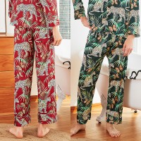 Silk pajamas men's spring and summer single trousers pajamas home service single trousers