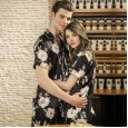 Yaoting classic silk couple pajamas female autumn short-sleeved shorts home service suit TZ716 717