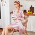 Yao Ting explosive silk nightgown ladies spring and summer suspenders in the sleeves outer gown silk home suit WP1119