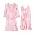 Yao Ting explosive silk nightgown ladies spring and summer suspenders in the sleeves outer gown silk home suit WP1119