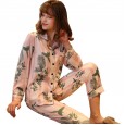 New ladies pajamas ice silk spring and autumn long-sleeved trousers season home service simulation silk female suit