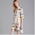 New spring and summer pajamas female silk thin section mid-sleeved nightdress female summer shirt skirt home service can be worn outside YT