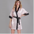 Pajamas ladies spring and summer new thin section F simulation silk sexy night robe bathrobe new morning robe home service YT
