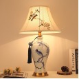 Ceramic high-end Chinese table lamp living room villa model study American Jingdezhen atmospheric home bedroom bedside lamp