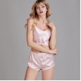 Version of silk sexy pajamas ladies summer wrap chest shorts two-piece suit home service thin section YT