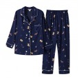 Couple silk pajamas male long-sleeved ice silk spring and autumn thin section suit female long-sleeved two-piece nightdress home service