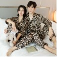 Spring and autumn summer simulation silk sexy couple pajamas suit Korean couple home service plus size pajamas ladies plus size