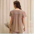Pajamas female silk two-piece suit spring and summer summer pajamas ice silk ladies thin short-sleeved silk home service suit