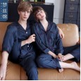 Spring and autumn winter simulation silk couple pajamas home service summer men and women long-sleeved trousers two-piece suit