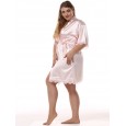 Add fertilizer plus size Ms. simulation silk lace one size nightgown English silk bathrobe pajamas home service DL