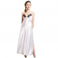 New simulation silk pajamas ladies spring and autumn summer sexy suspenders long nightdress XL home service QL