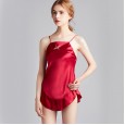 Pajamas female summer simulation silk sexy suspenders shorts two-piece suit thin section home service YT