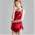 Pajamas female summer simulation silk sexy suspenders shorts two-piece suit thin section home service YT