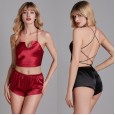 Sexy pajamas female summer silk lace sexy ladies silk suspenders shorts two-piece home service YT