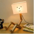 Bedroom table lamp modern minimalist solid wood fabric bedside warm Nordic personality wedding room creative warm light