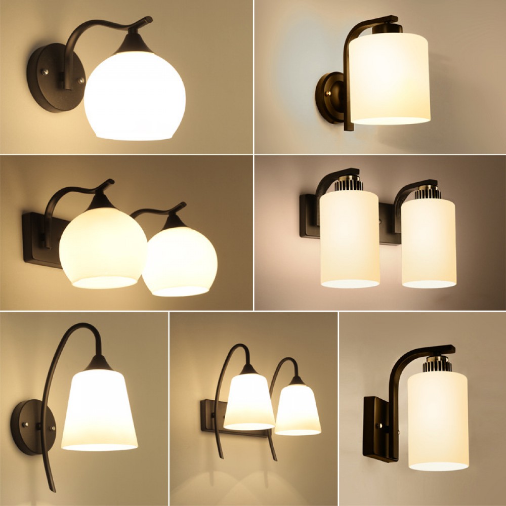 Bedside wall lamp American bedroom lamp wrought iron lamp retro hotel wall lamp room corridor porch aisle lamps