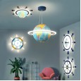 led eye protection children's room lamp creative globe rudder ceiling lamp remote control dimming boy girl bedroom chandelier