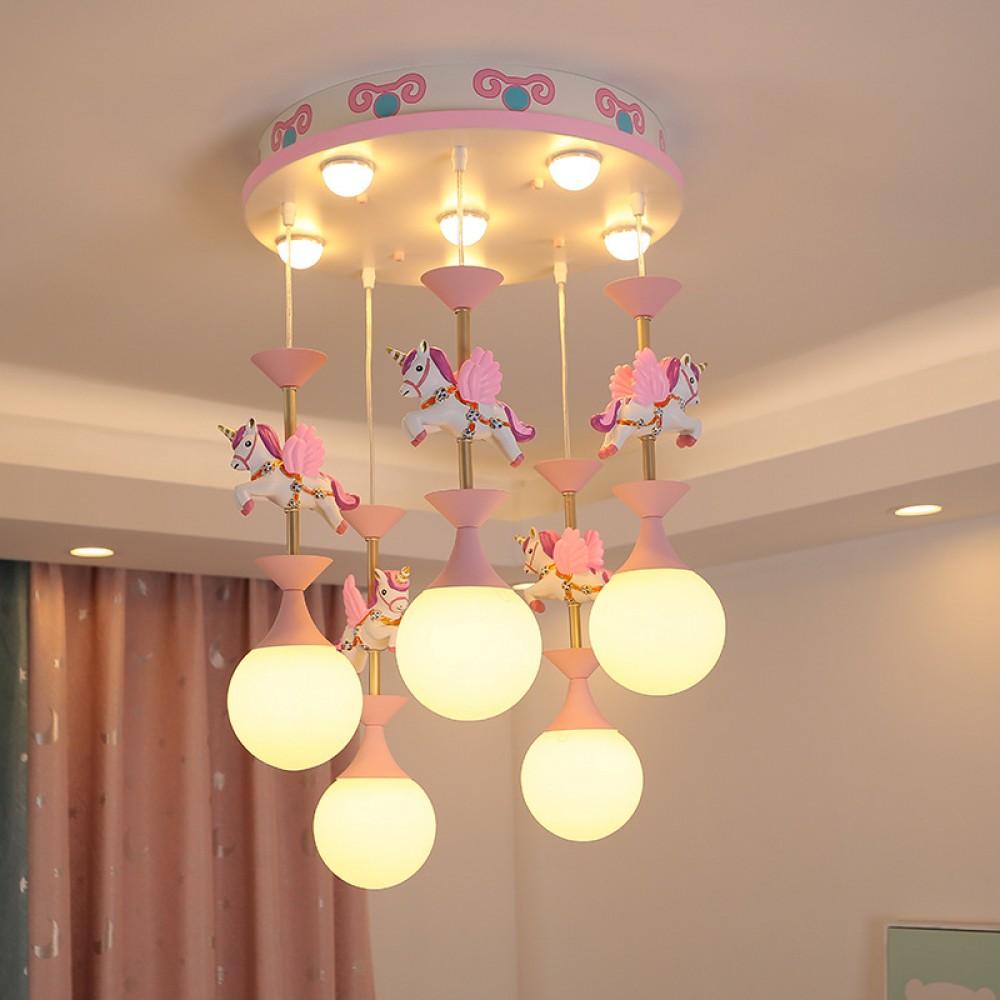 Children's room lamp carousel modern minimalist boy girl bedroom lamp baby room lamp led tricolor dimming
