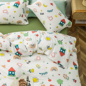 Nordic minimalist knitted cotton bed four-piece set Tianzhu cotton cotton double bed single quilt cover 1.5 / 1.8m bed