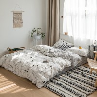 Nordic simple small fresh and cute cat cotton 1.8 meters four-piece cartoon 4 three-piece bed linen