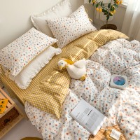 Retro lace girl small floral bed cotton four-piece set of student dormitory three-piece quilt cover