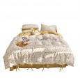 Retro lace girl small floral bed cotton four-piece set of student dormitory three-piece quilt cover