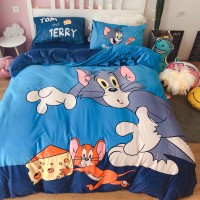 Warm cashmere baby cashmere cartoon bread Superman four-piece single three-piece bedding