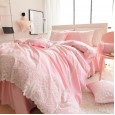 Cotton Korean Princess Princess Skirt Four Piece Suite Solid Color Romantic Lace Quilt Sheet Bedding