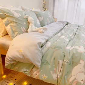 Small fresh cotton cute cartoon quilt cover four piece set 1.2 meters bed pure cotton bedding sheets three piece set