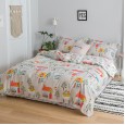 Age-reducing cartoon 13372 cotton printing four-piece double bed set quilt cover bed sheet