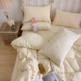 Washed cotton bed four-piece set small fresh towel embroidered cute girl heart cotton quilt cover