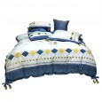 Jane European style 60 Egyptian long-staple cotton bedding cotton diamond lattice stitching embroidery simple four-piece set