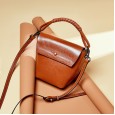 Summer new niche design female bag cowhide bucket bag leather vertical casual shoulder bag