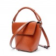 Summer new niche design female bag cowhide bucket bag leather vertical casual shoulder bag
