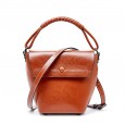 Summer new niche design female bag cowhide bucket bag leather vertical casual shoulder bag