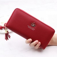 New ladies wallet women long fashion clutch bag Japan and South Korea zipper lychee leaf mobile phone bag