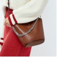 New leather handbags Korean fashion first-layer cowhide mini picture bag shoulder messenger handbag bucket bag