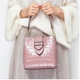 New women's bag spring and summer leather handbags crocodile pattern handbag shoulder messenger fashion bucket ladies bag