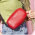 Wide shoulder strap explosive female bag Korean casual small bag first layer leather shoulder diagonal bag new lychee small square bag