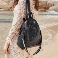 Leather shoulder bag female summer new fashion school bag casual wild first layer cowhide small backpack female bag