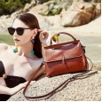Cowhide women's bag spring and summer new leather shoulder messenger bag fashion wild texture oil wax cowhide diagonal bag