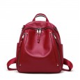 Summer new shoulder bag British style ladies first layer cowhide double zipper large capacity wild travel backpack soft leather