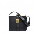 New leather handbag bag Korean fashion cowhide lock square bucket bag broadband shoulder bag handbag lady bag