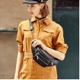 The new oblique cross-body chest bag female leather tide fashion oblique span king bag star model casual wild chest bag
