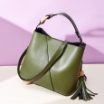 Bag women new cowhide women bag bucket bag wild style women bag simple tassel shoulder ladies bag