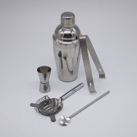 Hot selling 5pc stainless steel shaker set shaker set with ice clamp measuring cup filter spoon