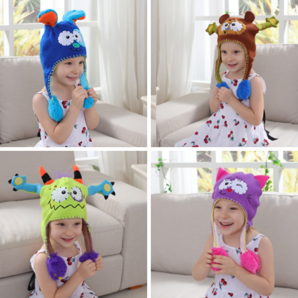 Explosive cute funny three-dimensional table speech story wool knitted hat press will move funny children's hat