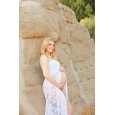 Women's lace pregnant women trailing tube top dress long sleeve photography sleeveless dress 8862